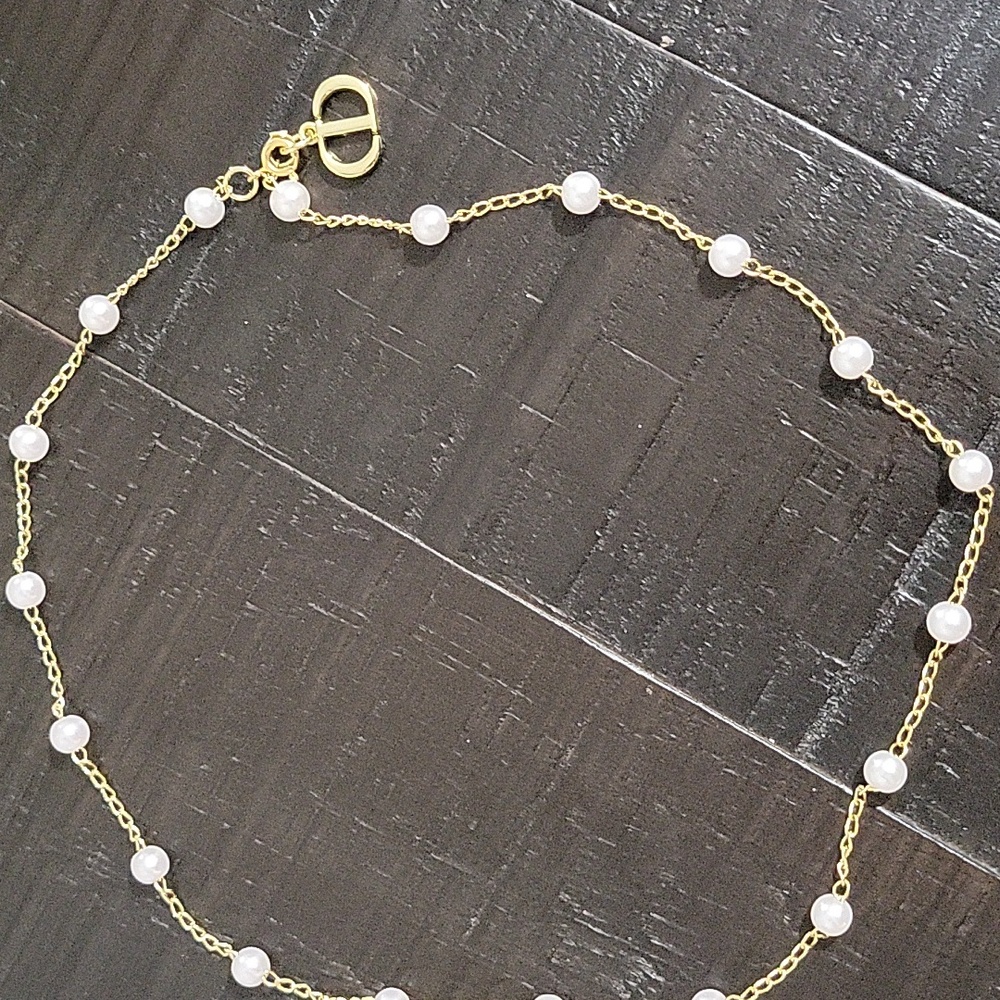 DIOR Gold And Faux Pearl Necklace With Box And Pouch - Picture 3 of 4